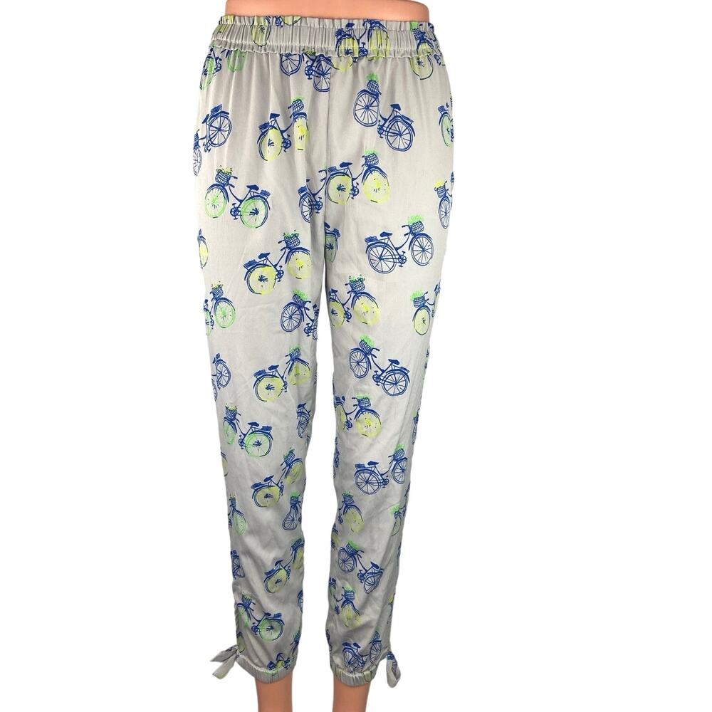 Aerie Gray Bicycle Print Elastic Waist Pull On Crop Sweat Jogger Pants Size XS